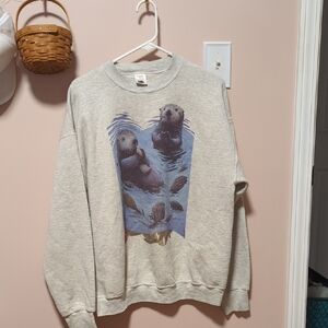 Fruit of the Loom Gray Otter Graphic Men's Sweater